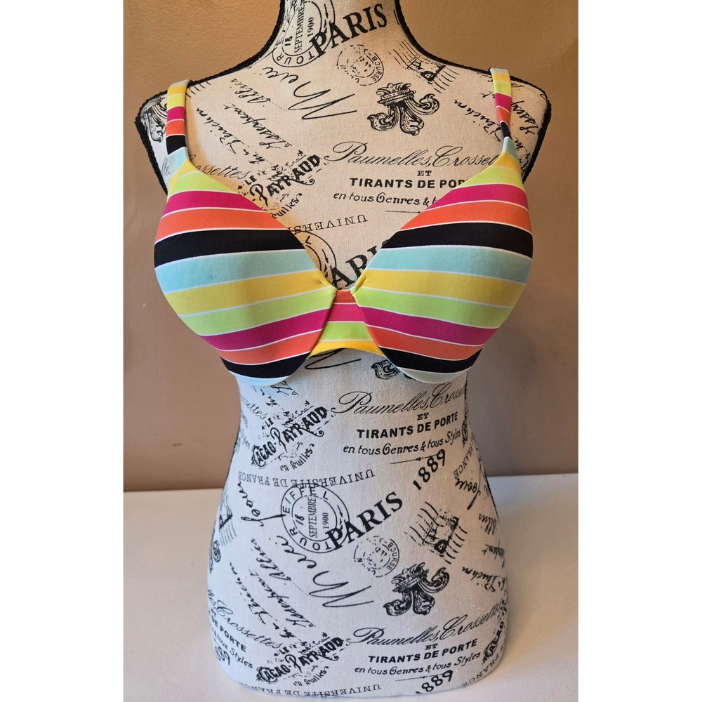 Victoria's Secret Body By Victoria IPEX Bra 38D Multicolor Striped Molded Cup